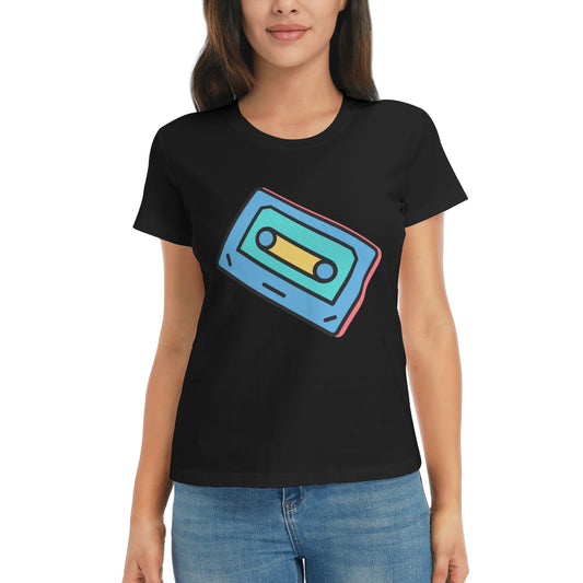 Magnetic Tape Women's Short Sleeve Cotton T-Shirt