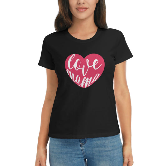 Loving Heart Short Sleeve Cotton T-Shirt For Women