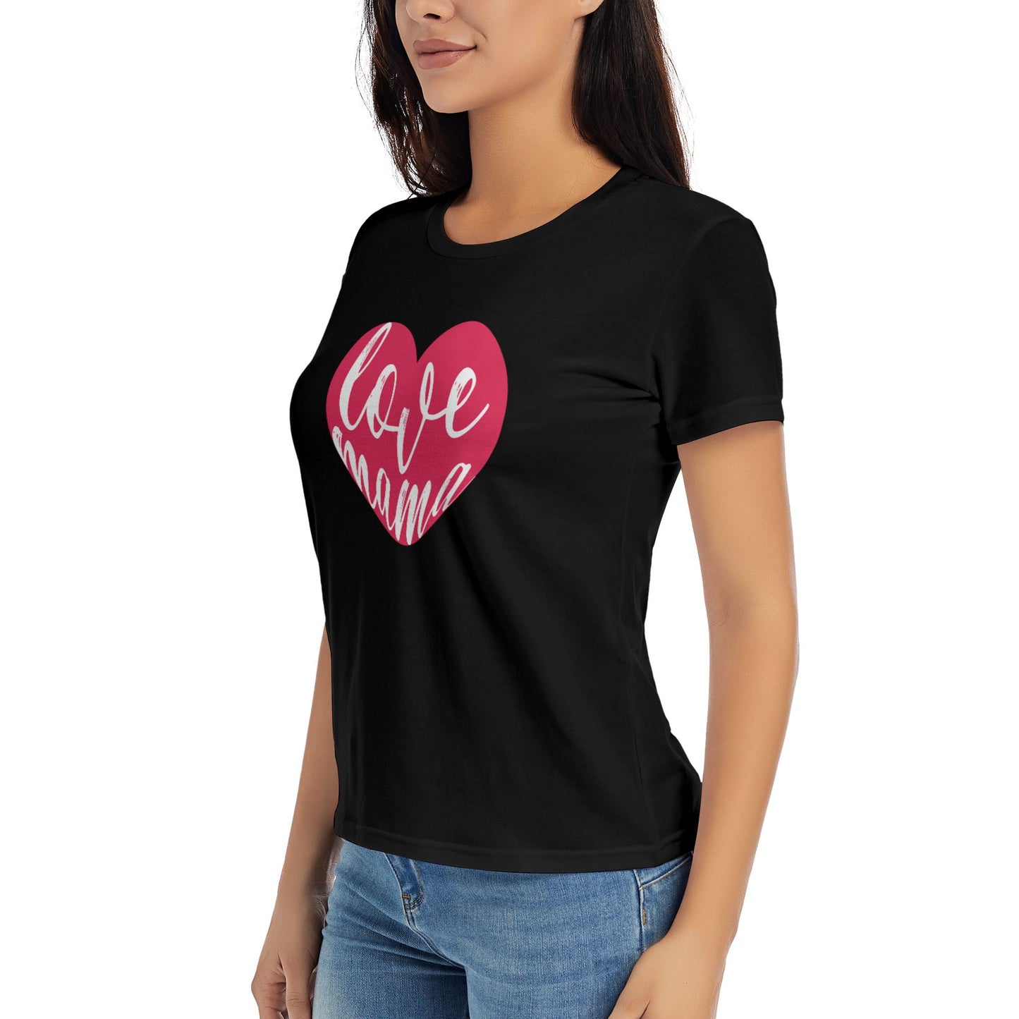 Loving Heart Short Sleeve Cotton T-Shirt For Women