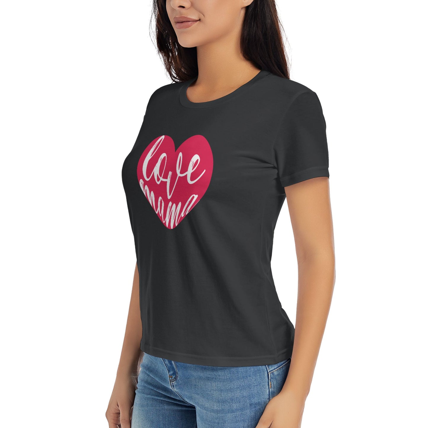 Loving Heart Short Sleeve Cotton T-Shirt For Women
