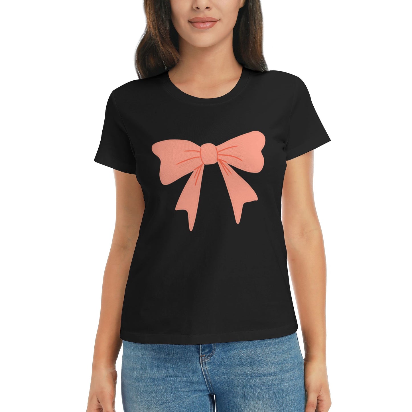 Bowknot Women's Short Sleeve Cotton T-Shirt