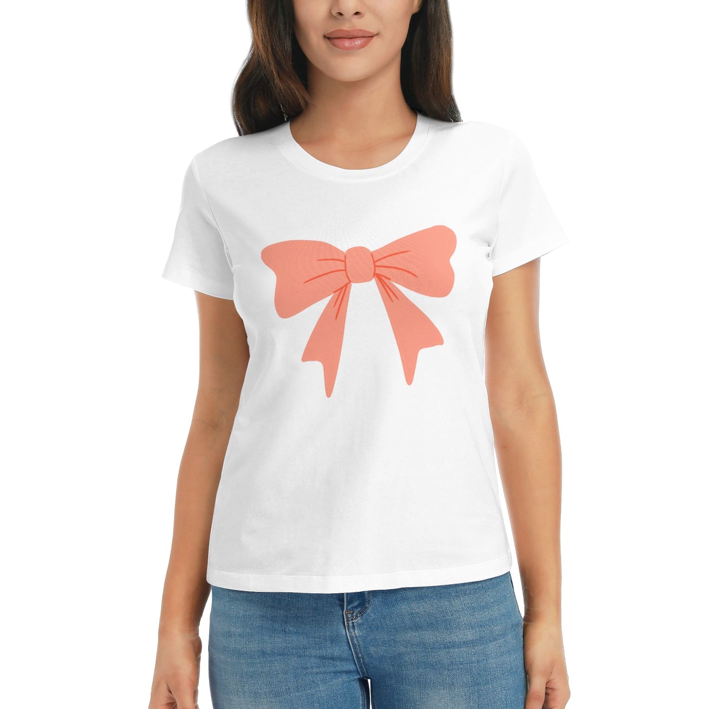 Bowknot Women's Short Sleeve Cotton T-Shirt