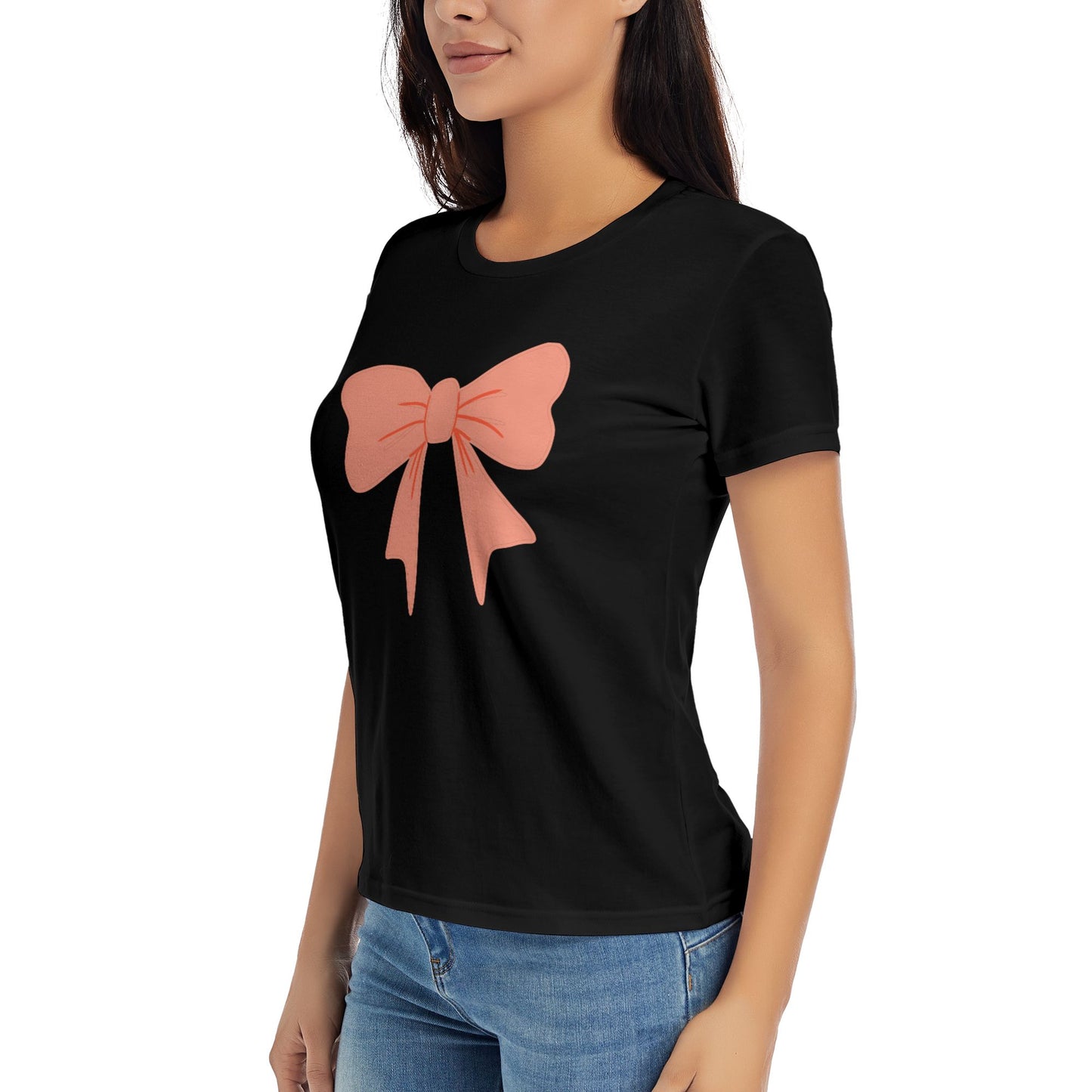 Bowknot Women's Short Sleeve Cotton T-Shirt