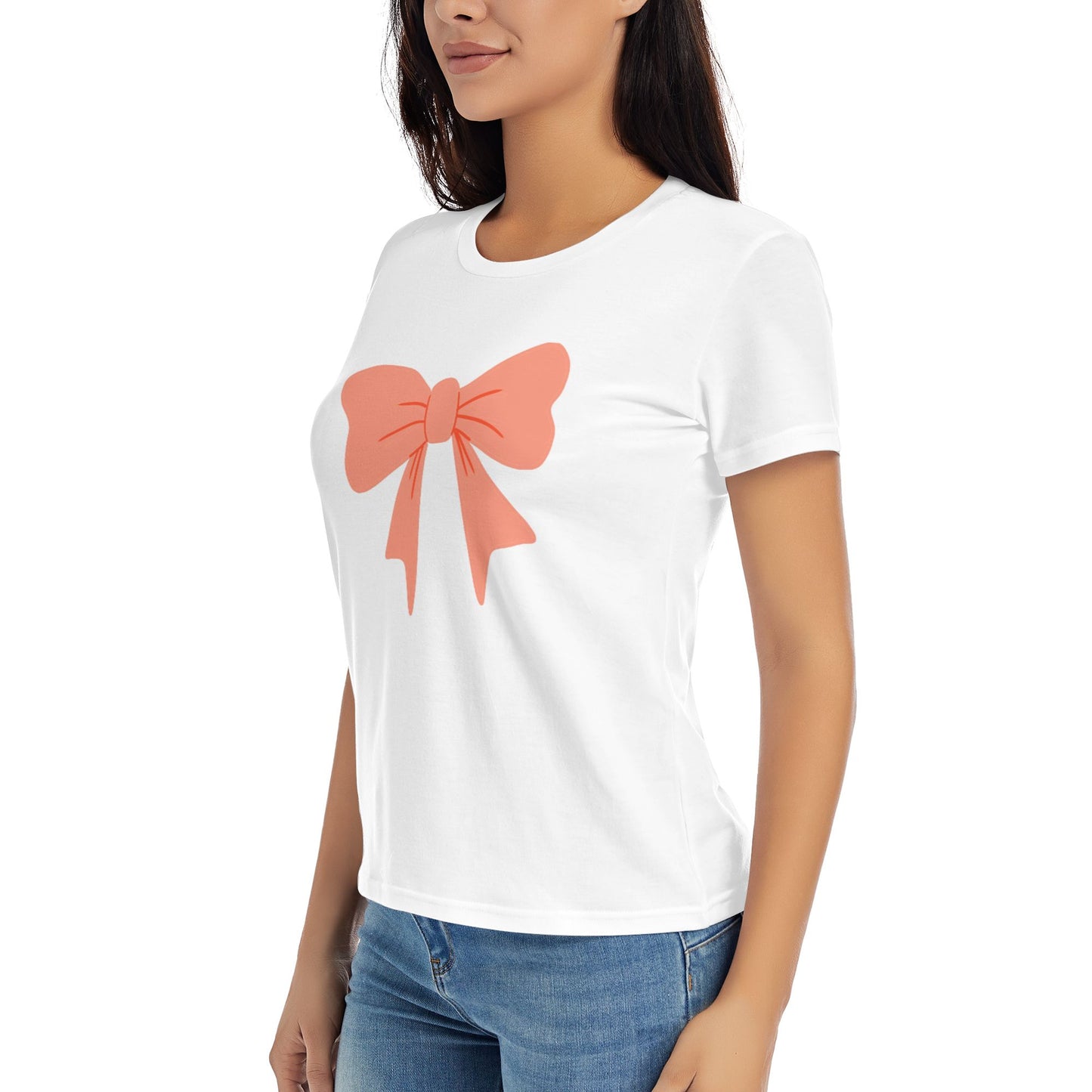 Bowknot Women's Short Sleeve Cotton T-Shirt
