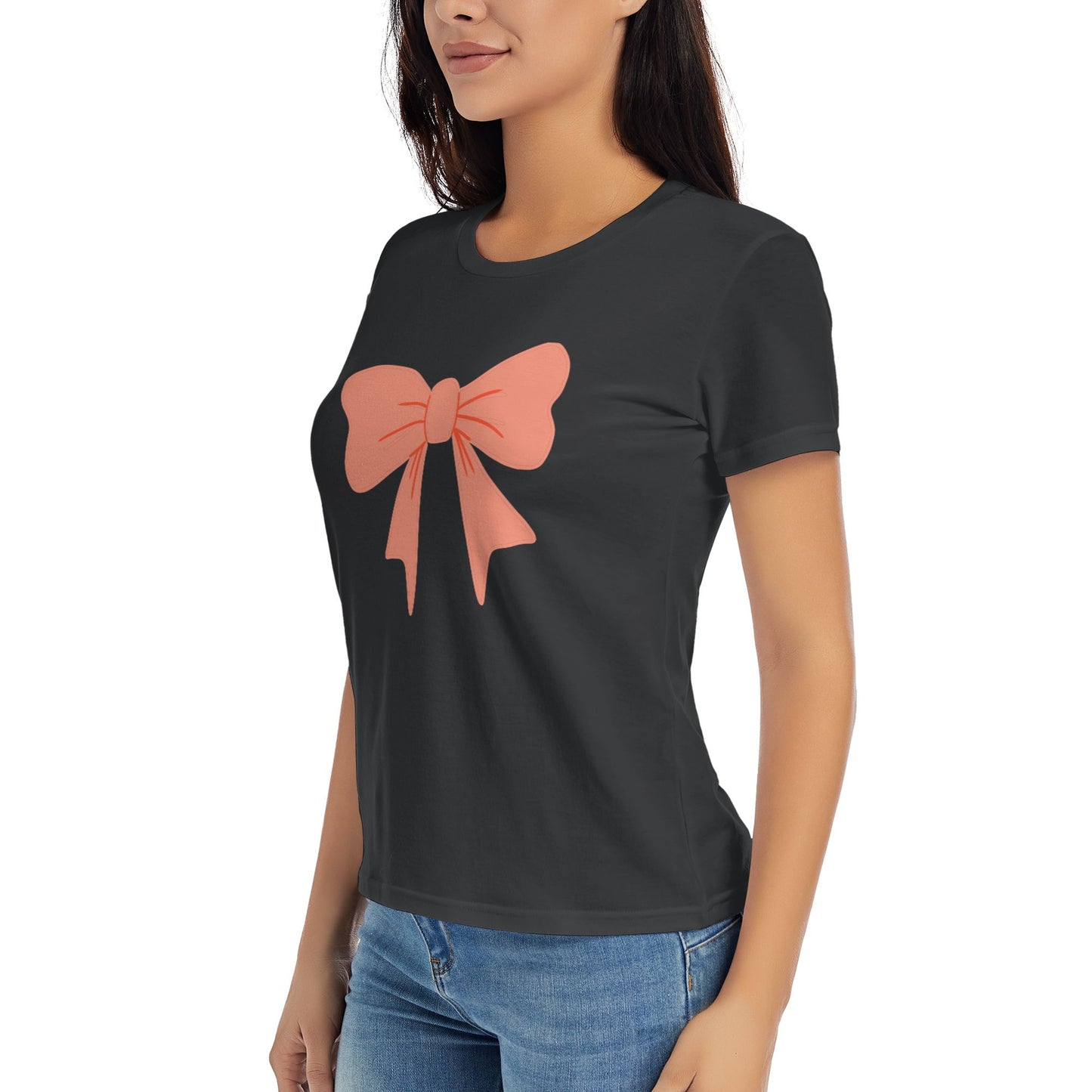 Bowknot Women's Short Sleeve Cotton T-Shirt