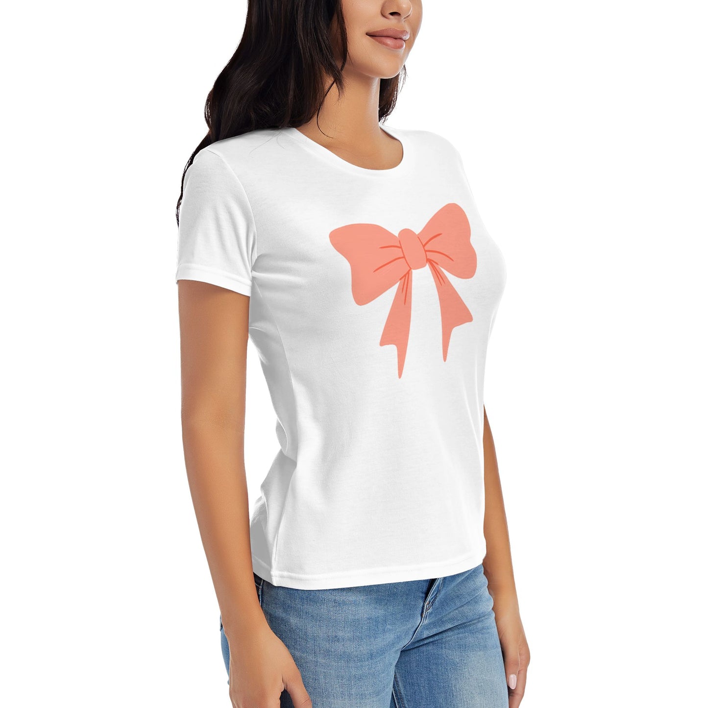 Bowknot Women's Short Sleeve Cotton T-Shirt