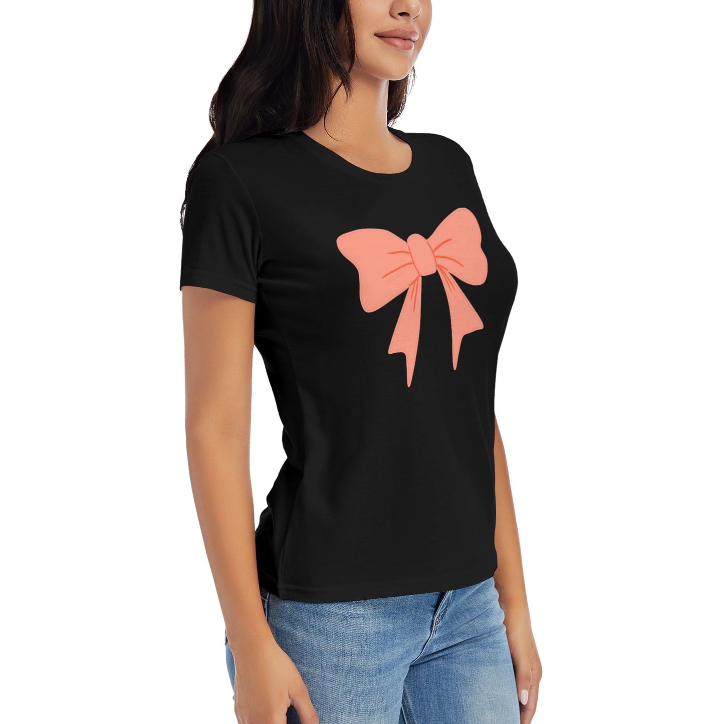 Bowknot Women's Short Sleeve Cotton T-Shirt
