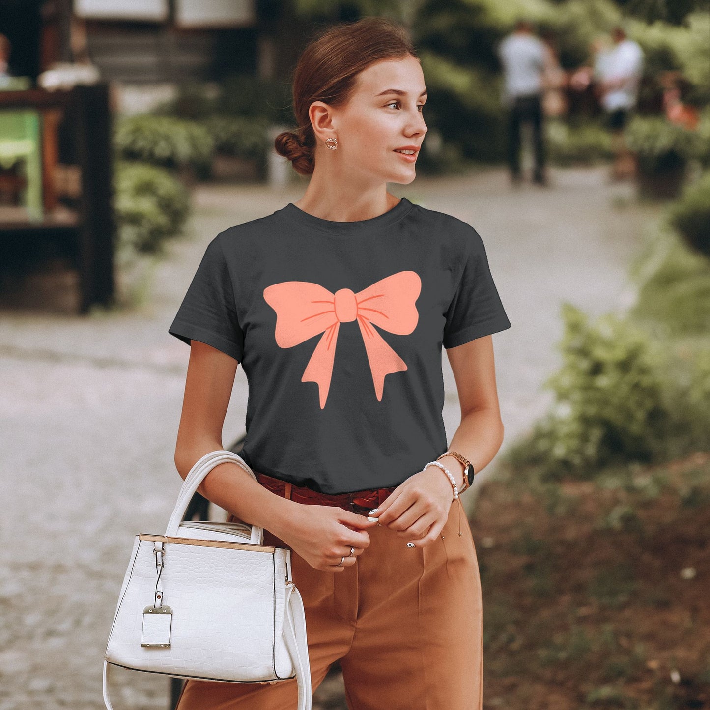 Bowknot Women's Short Sleeve Cotton T-Shirt