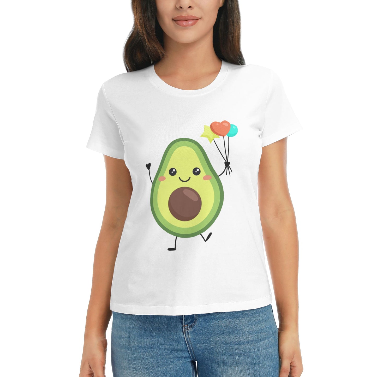 Cute Avocado Women's Short Sleeve Cotton T-Shirt