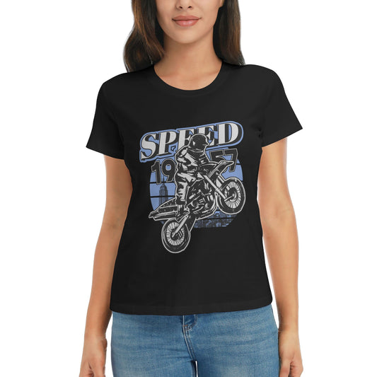 Retro Motorcycle Women's Short Sleeve Cotton T-Shirt