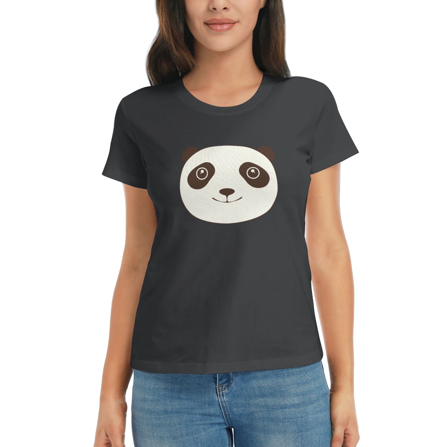 Cute Panda Women's Short Sleeve Cotton T-Shirt