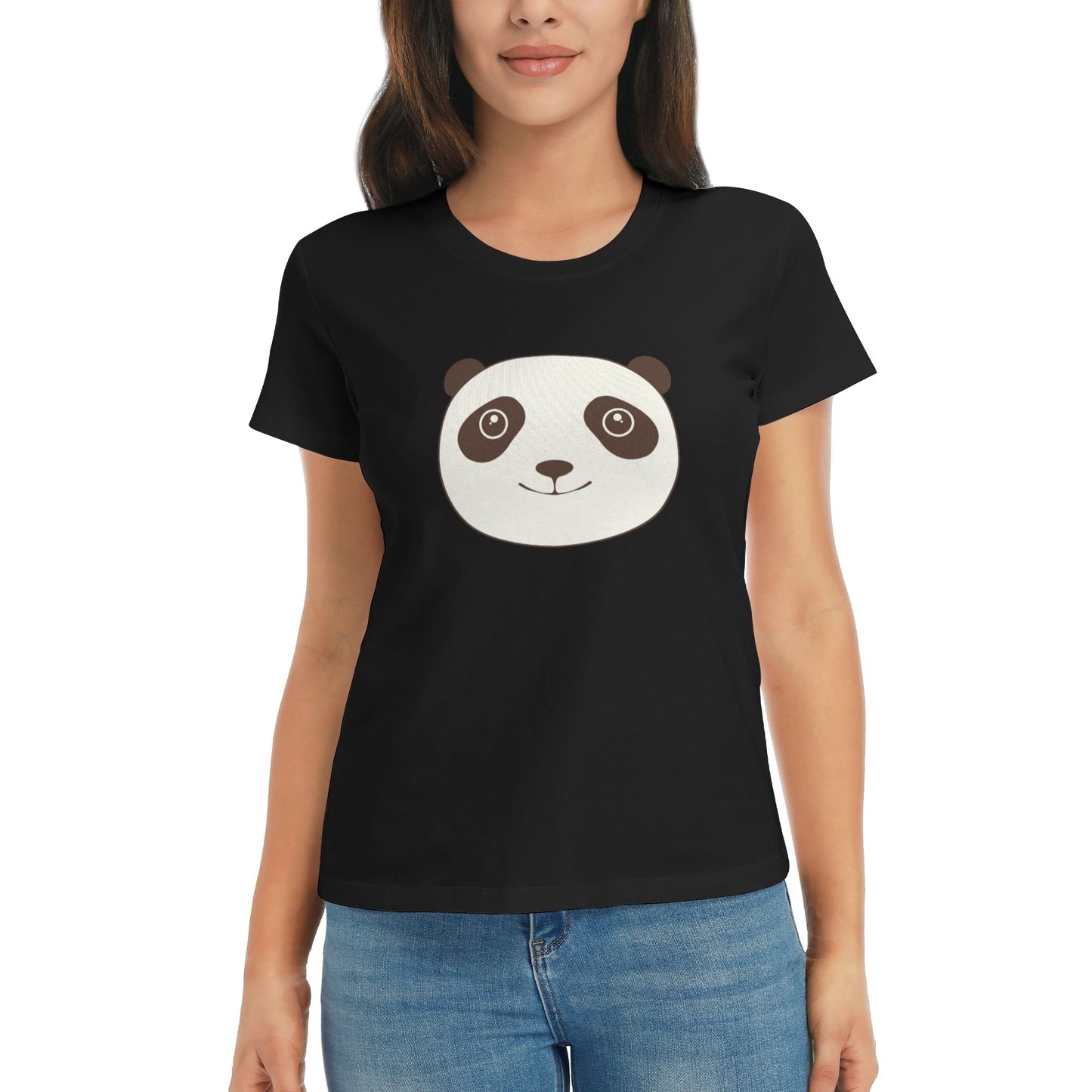 Cute Panda Women's Short Sleeve Cotton T-Shirt