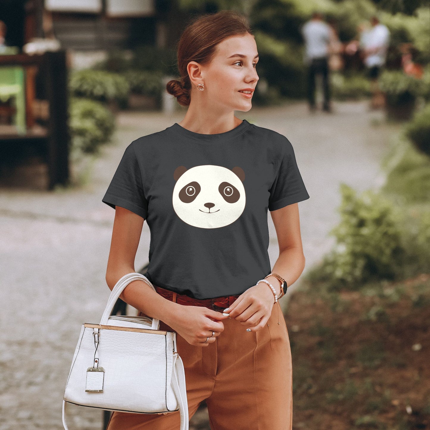 Cute Panda Women's Short Sleeve Cotton T-Shirt