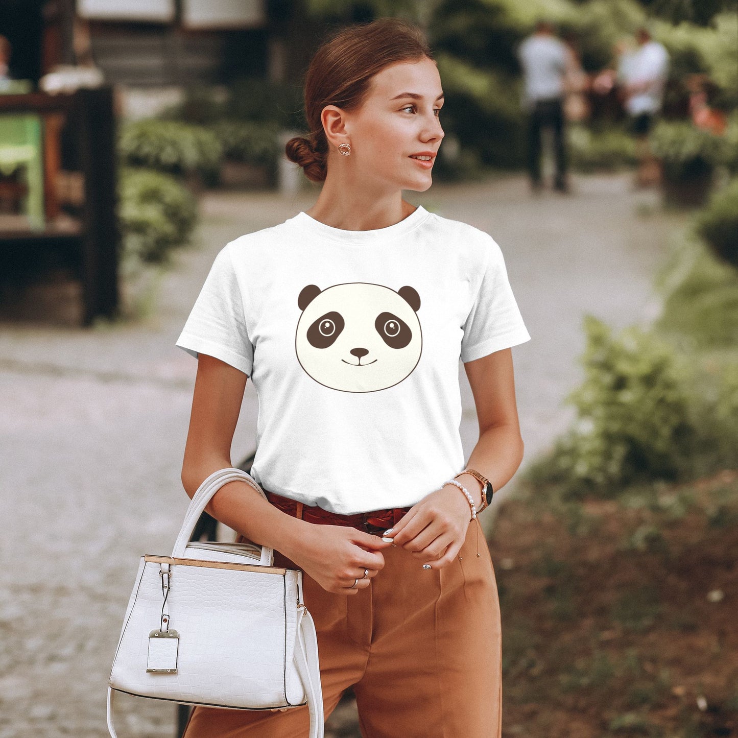 Cute Panda Women's Short Sleeve Cotton T-Shirt