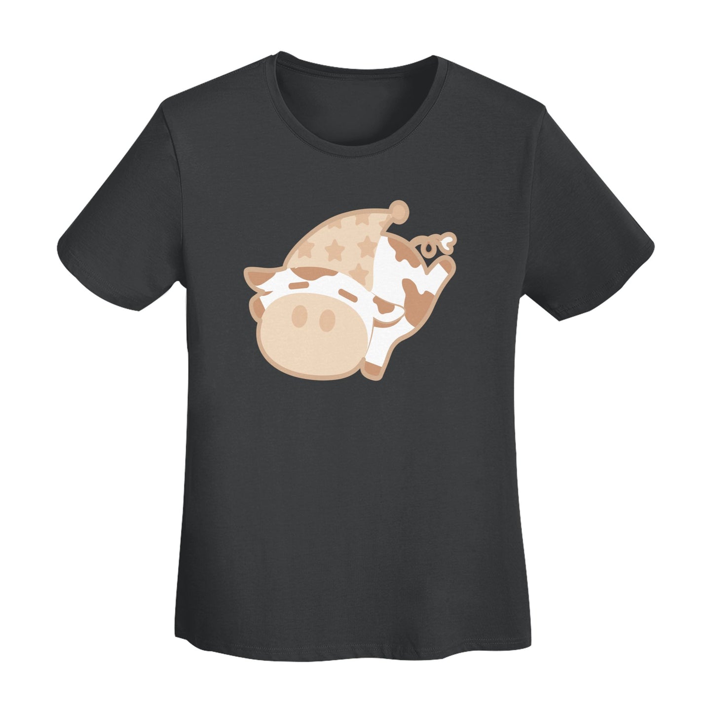 Cartoon Cow Women's Short Sleeve Cotton T-Shirt