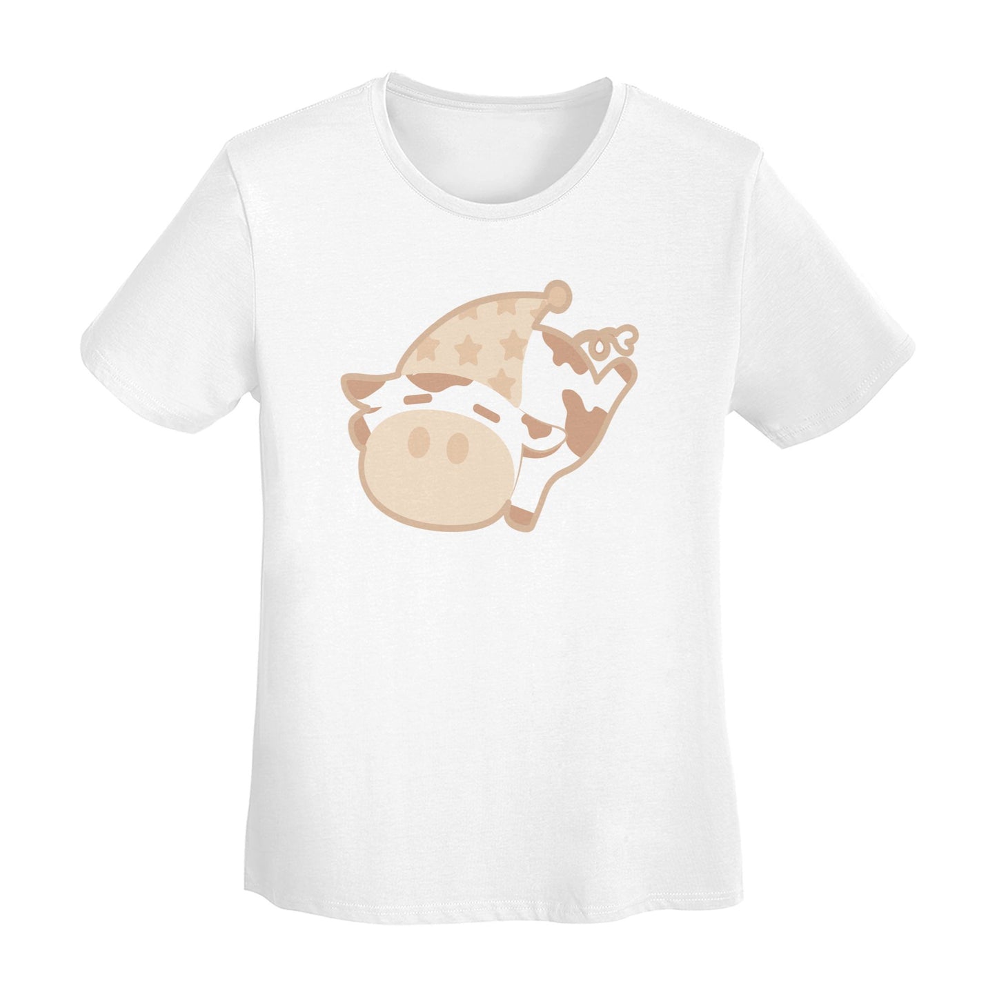Cartoon Cow Women's Short Sleeve Cotton T-Shirt