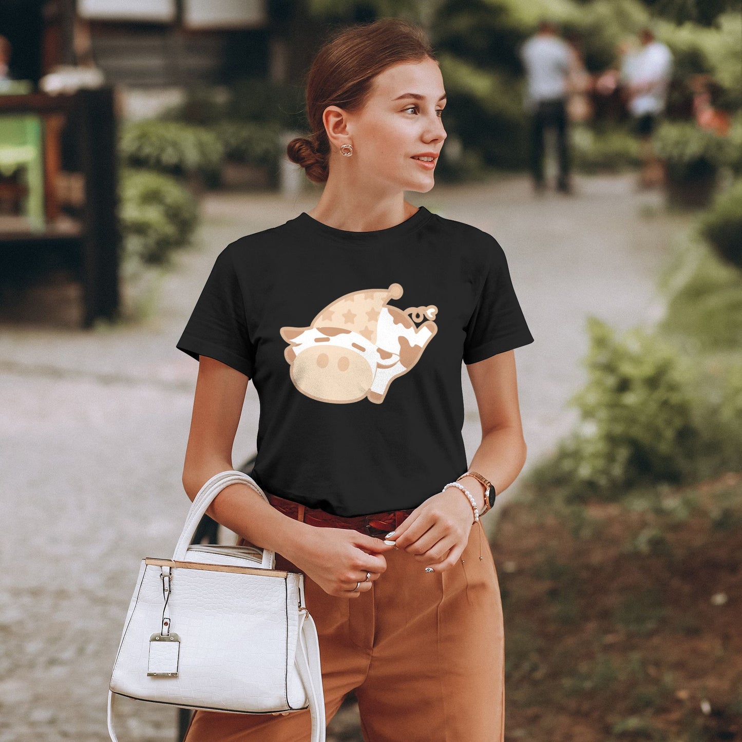 Cartoon Cow Women's Short Sleeve Cotton T-Shirt