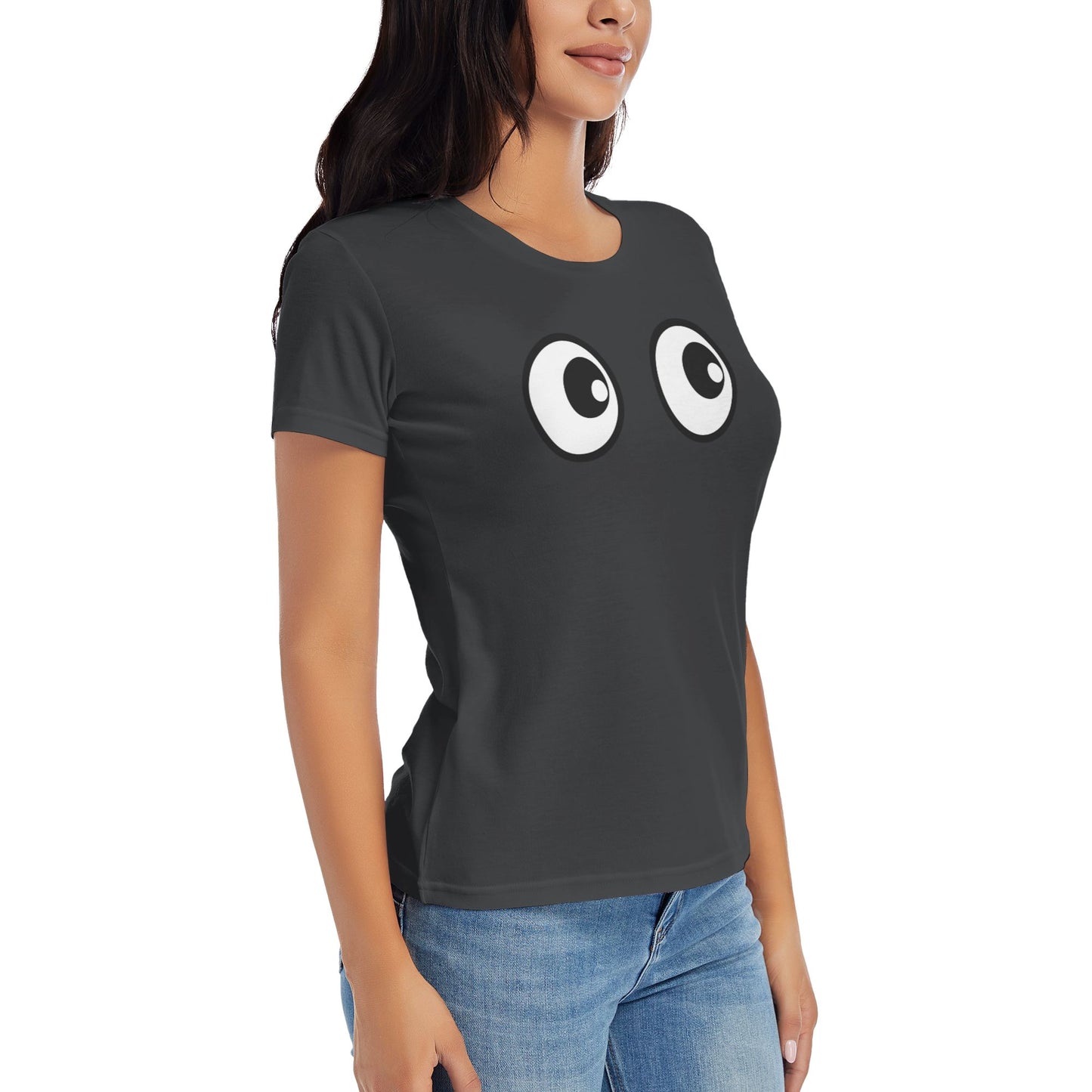 Funny Eyes Short Sleeve Cotton T-Shirt For Women