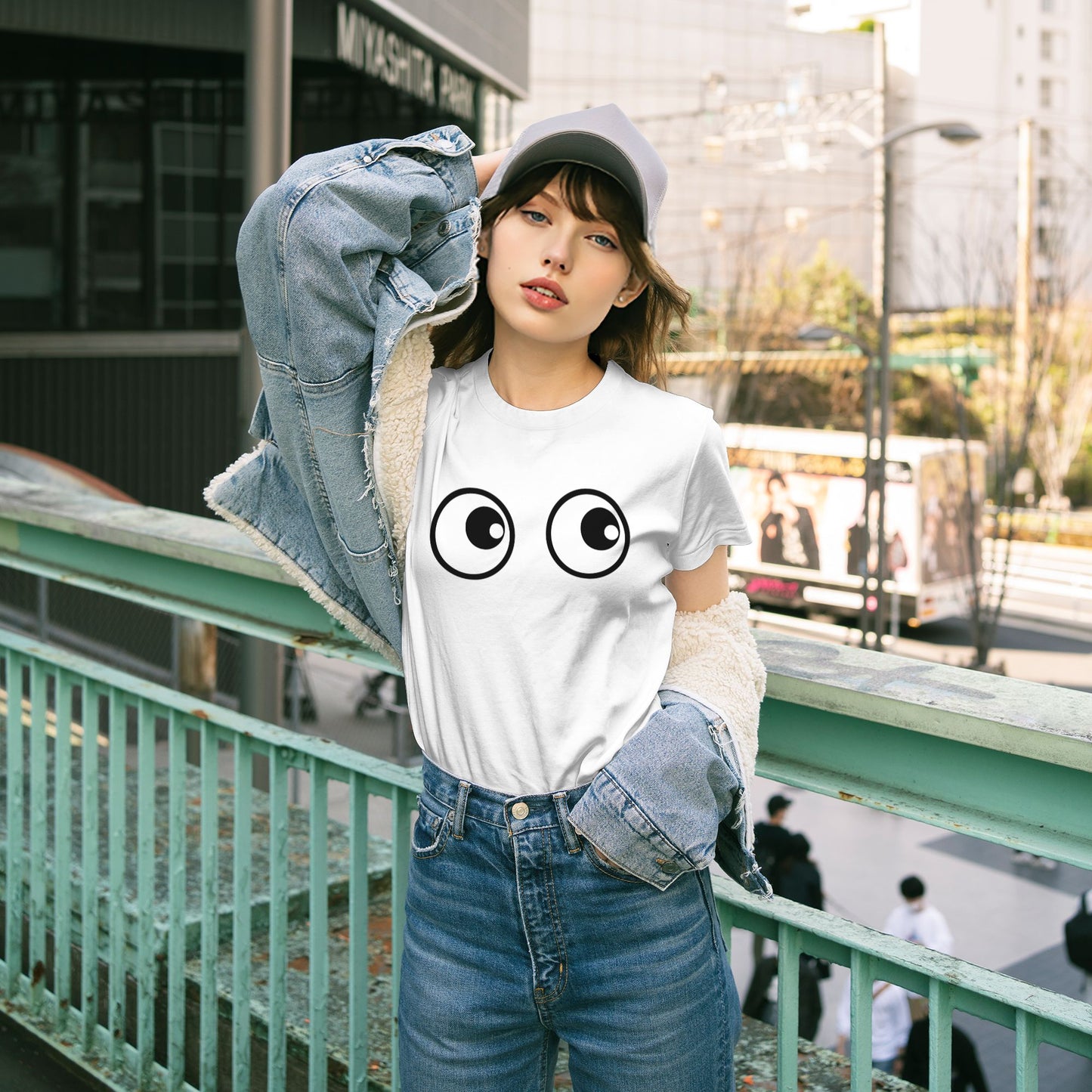 Funny Eyes Short Sleeve Cotton T-Shirt For Women