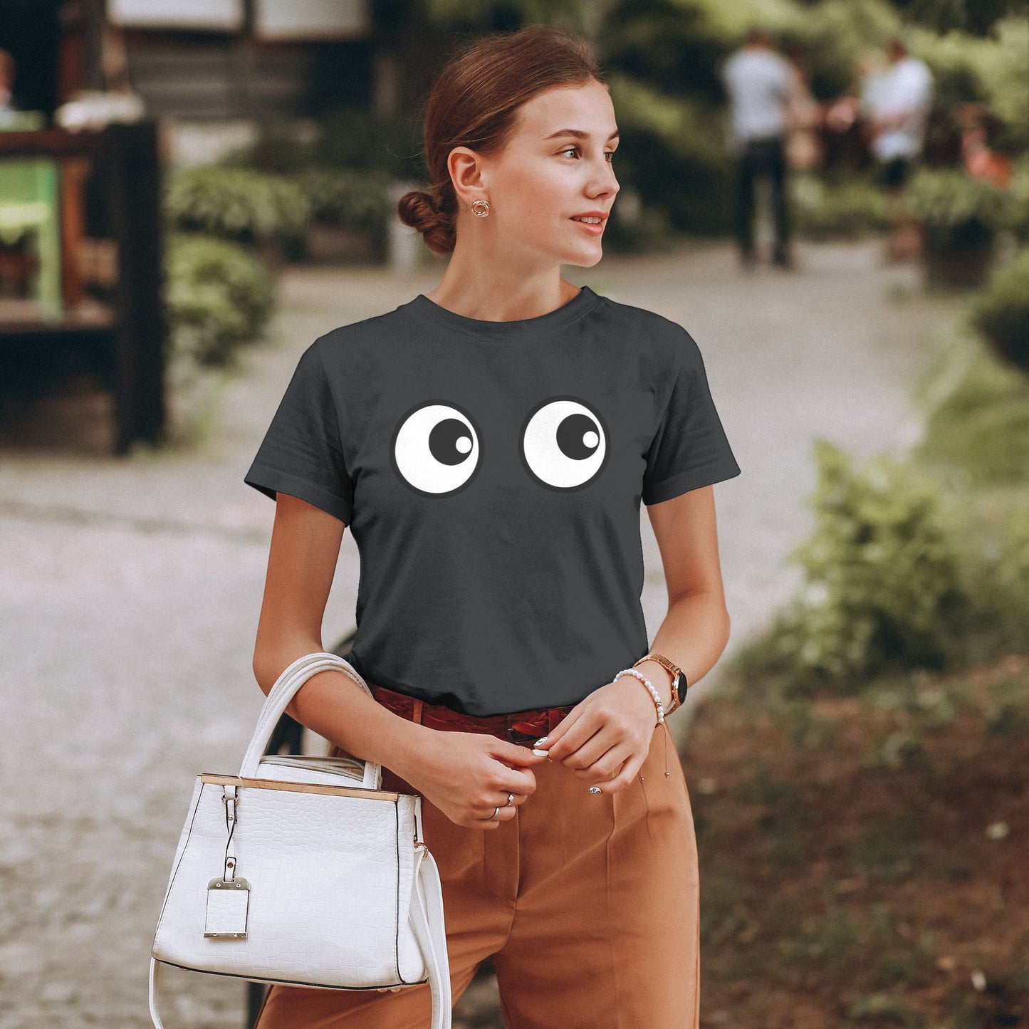 Funny Eyes Short Sleeve Cotton T-Shirt For Women
