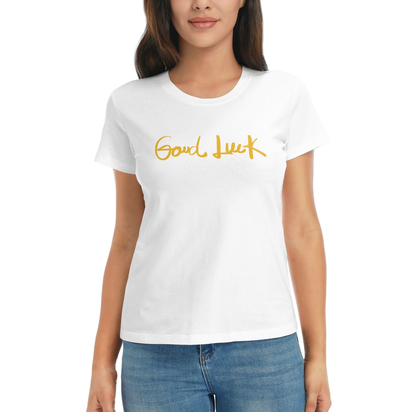 Good Luck Short Sleeve Cotton T-Shirt For Women