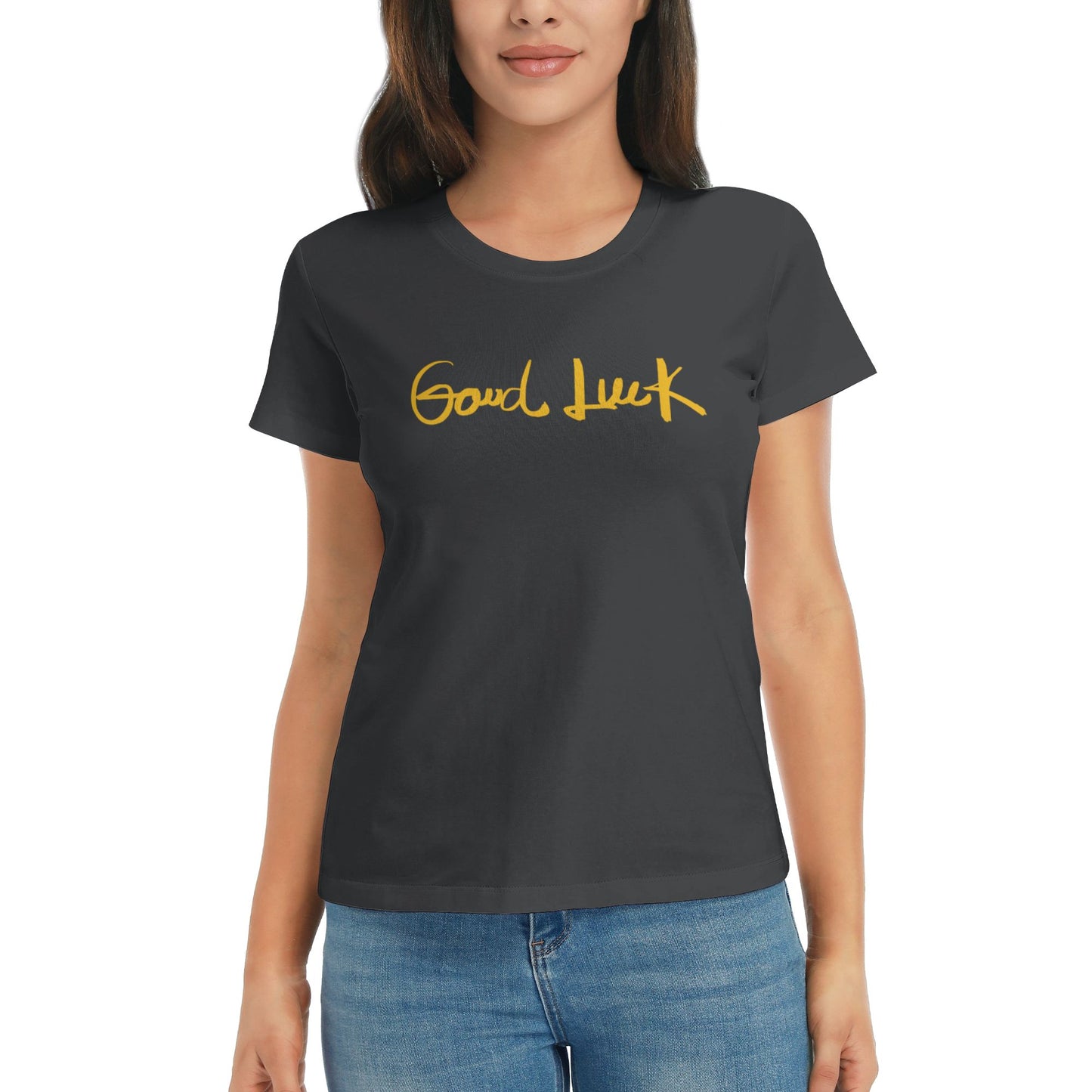 Good Luck Short Sleeve Cotton T-Shirt For Women