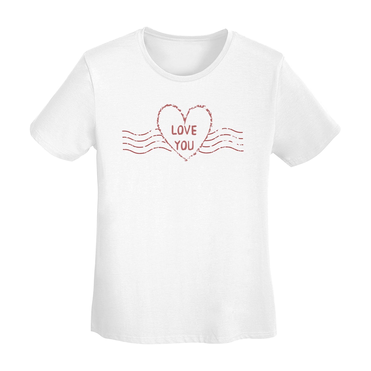 Love You Stamp Women's Short Sleeve Cotton T-Shirt