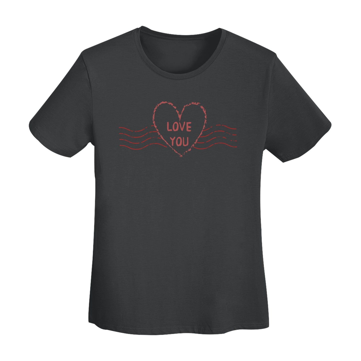 Love You Stamp Women's Short Sleeve Cotton T-Shirt