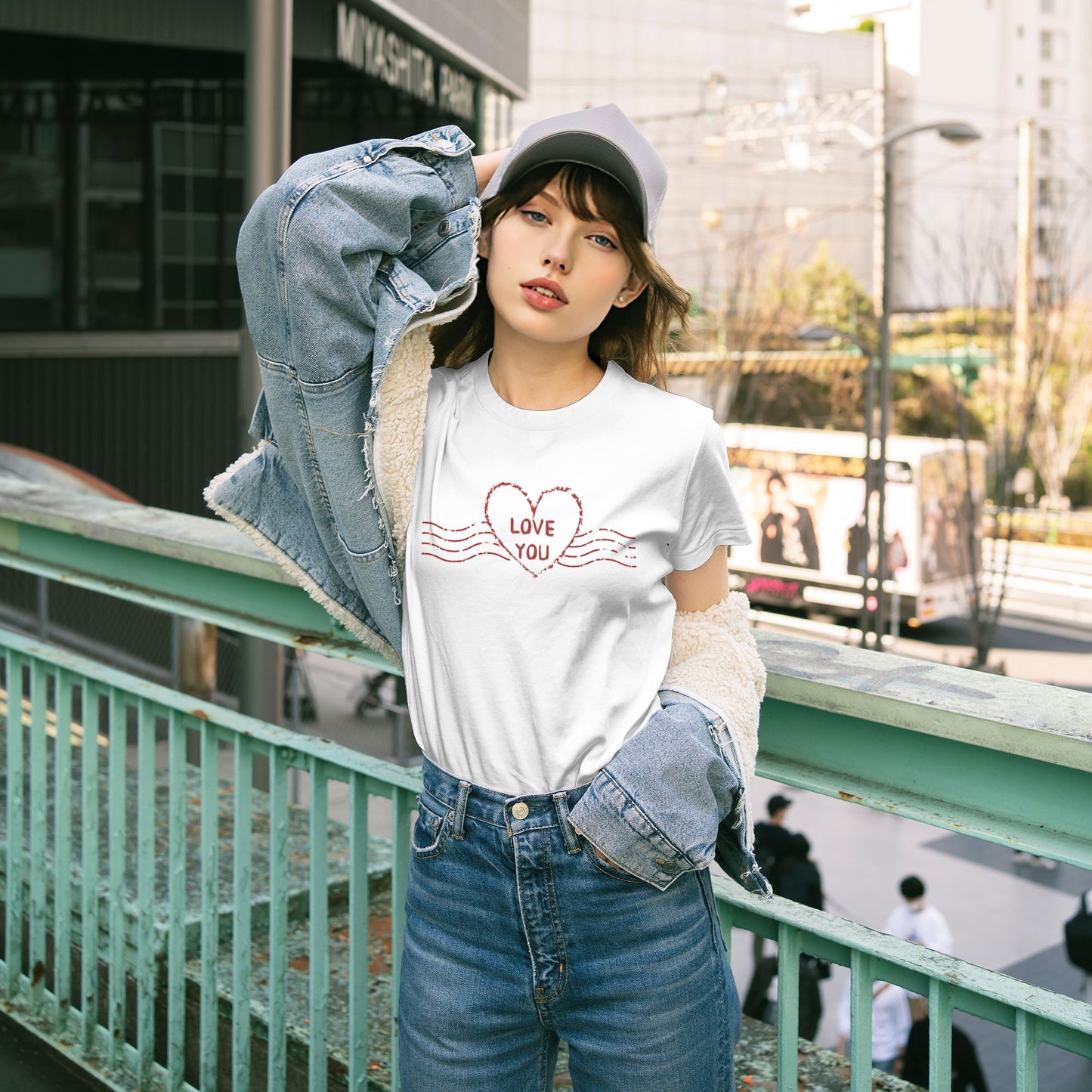 Love You Stamp Women's Short Sleeve Cotton T-Shirt