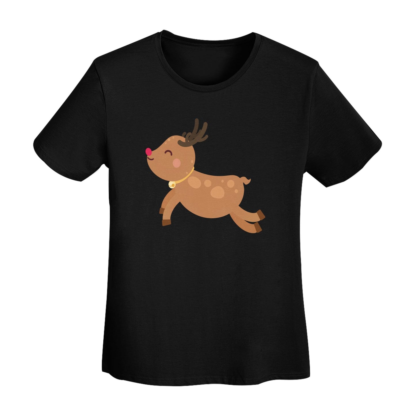 Little Deer Short Sleeve Cotton T-Shirt For Women