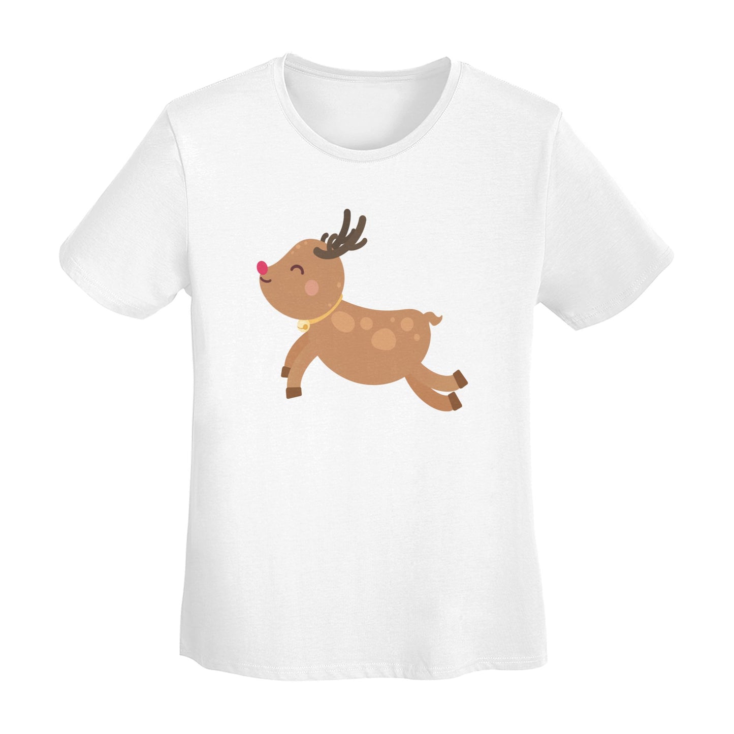 Little Deer Short Sleeve Cotton T-Shirt For Women