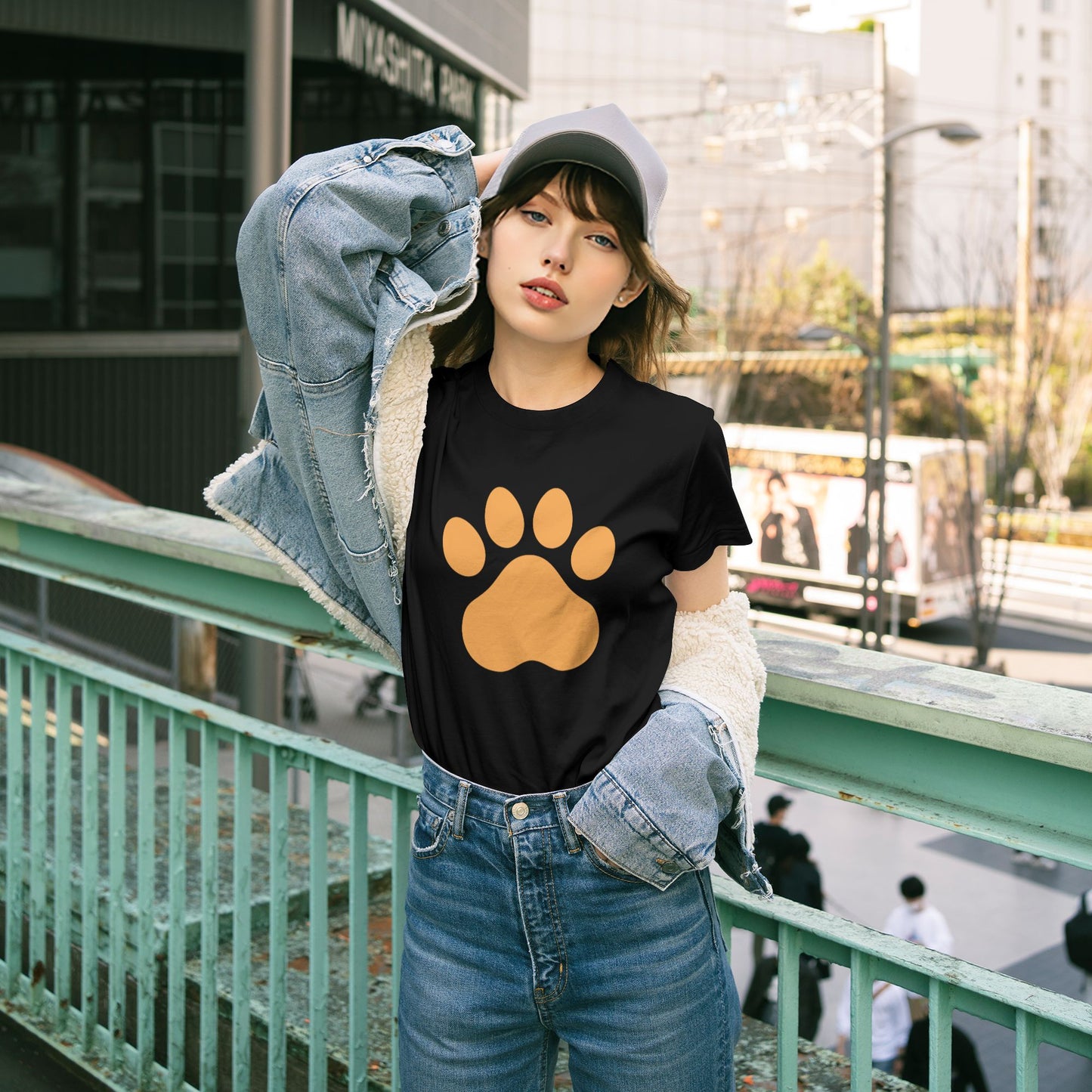 Paw Print Short Sleeve Cotton T-Shirt For Women