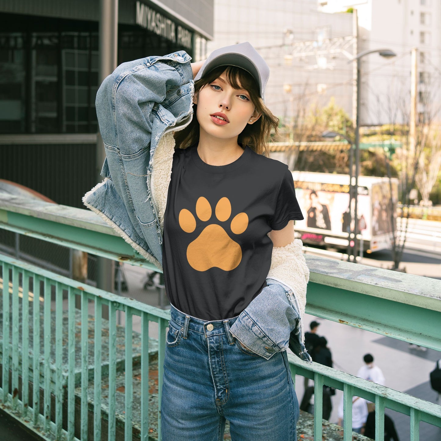 Paw Print Short Sleeve Cotton T-Shirt For Women