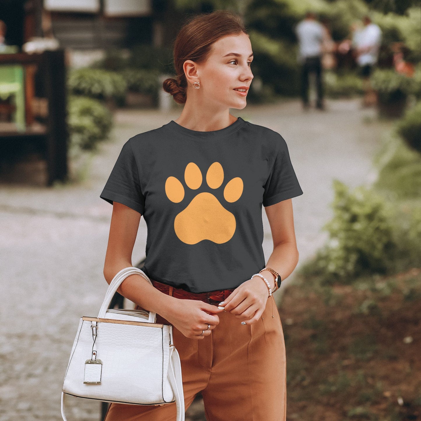 Paw Print Short Sleeve Cotton T-Shirt For Women