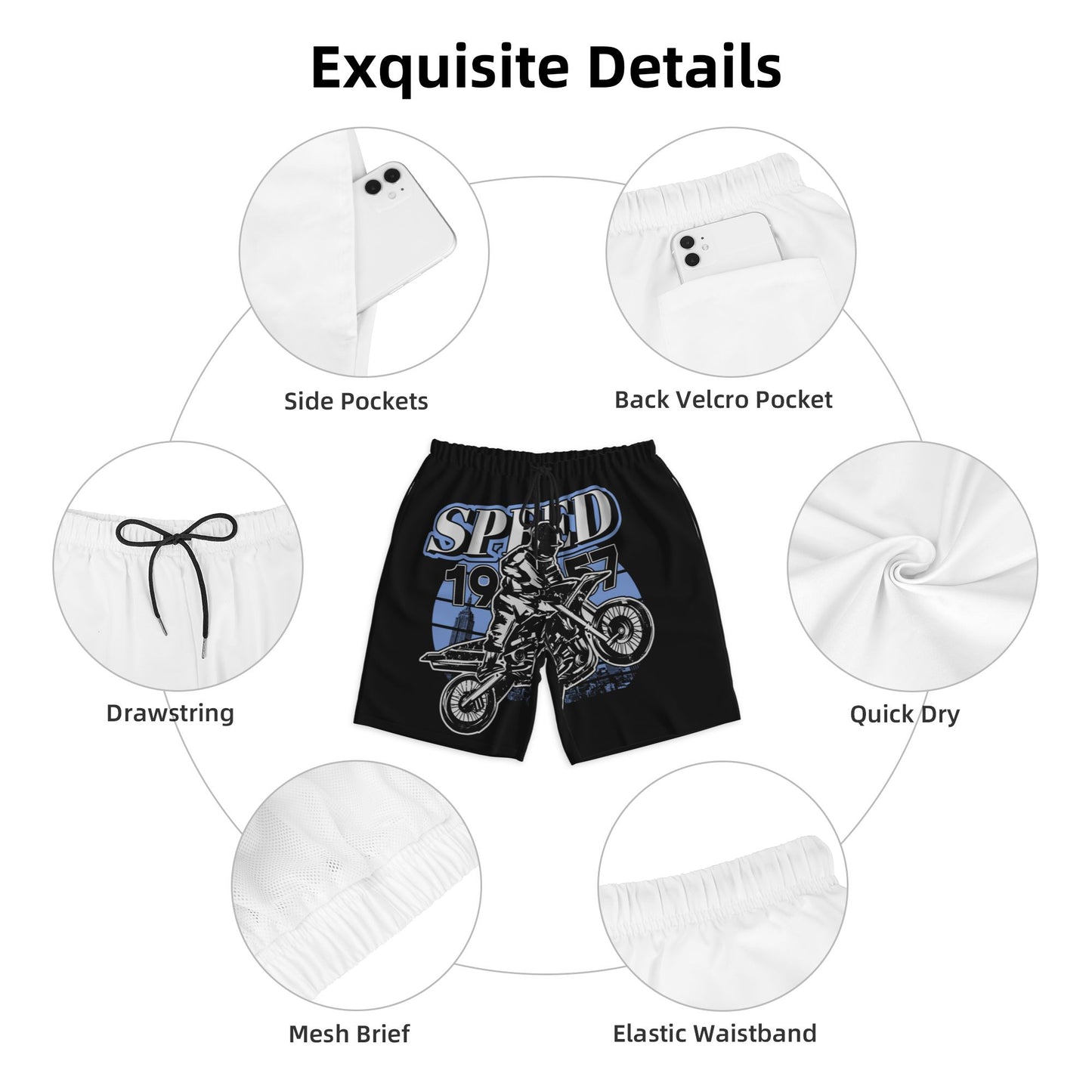 Speed Motorcycle Men's Beach Shorts