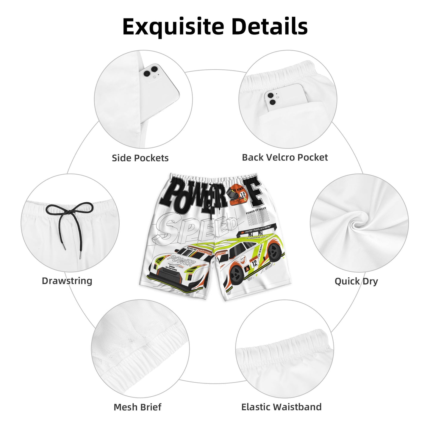 Power And Speed Beach Shorts For Men