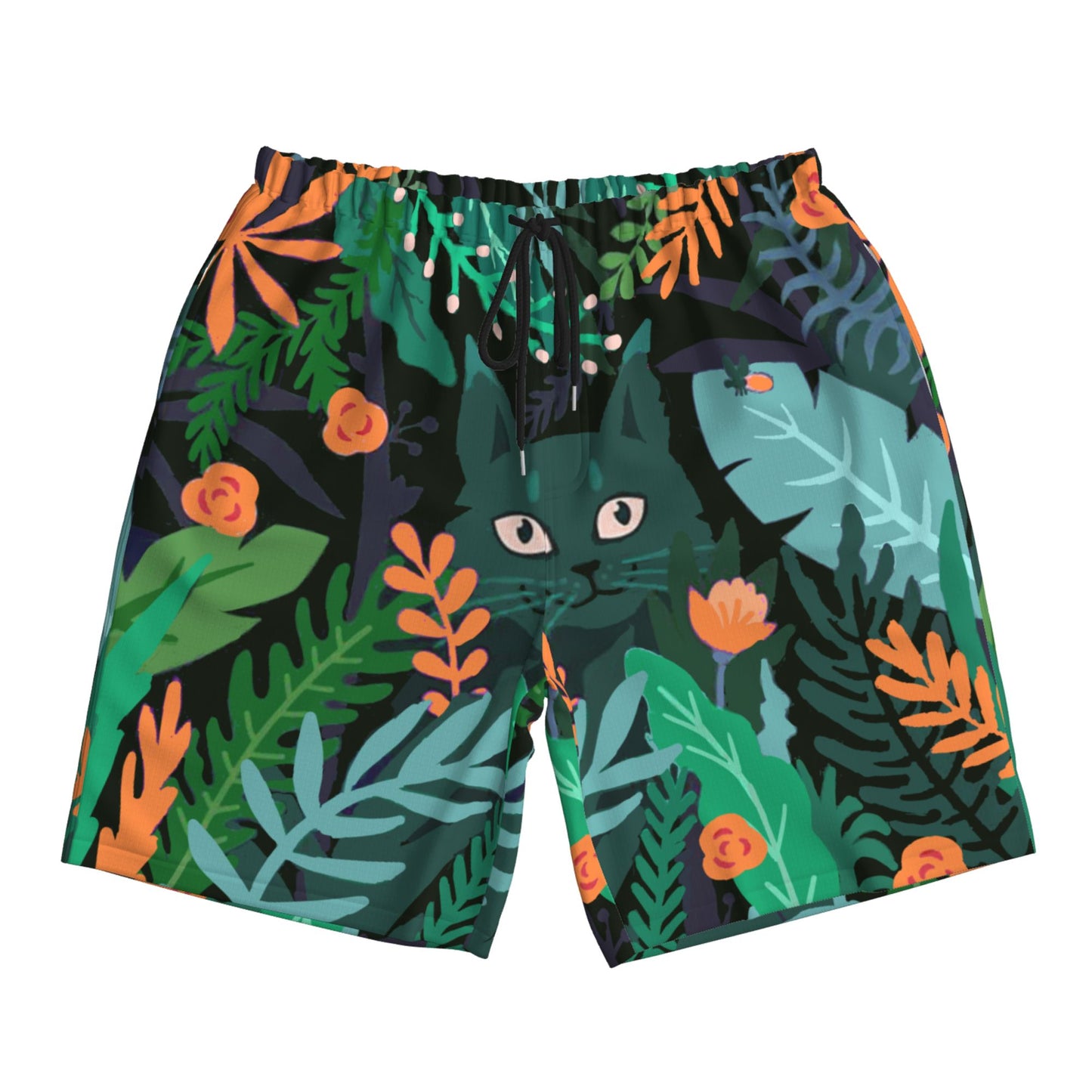 Rainforest Cat Men's Beach Shorts