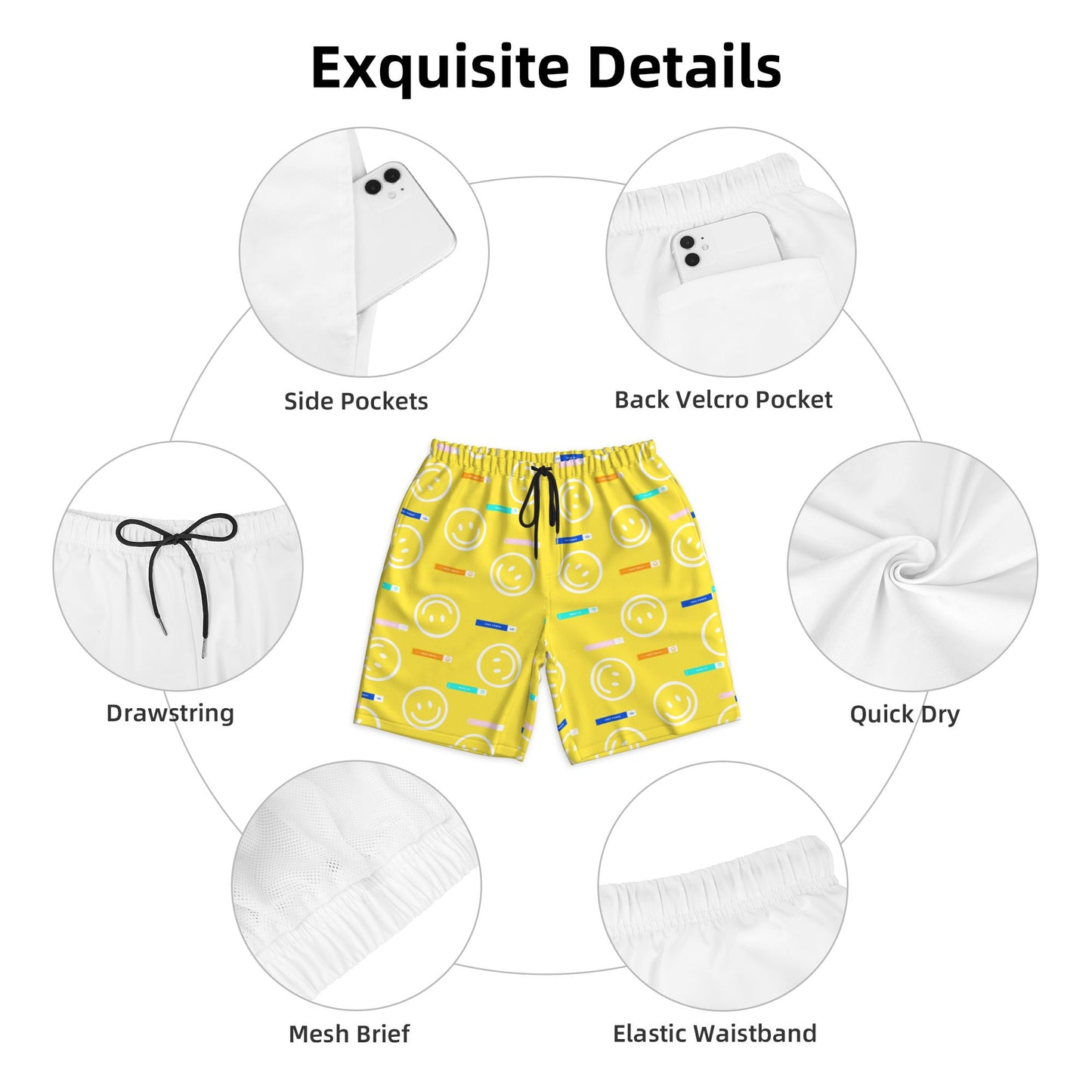 Smiley Design Beach Shorts For Men