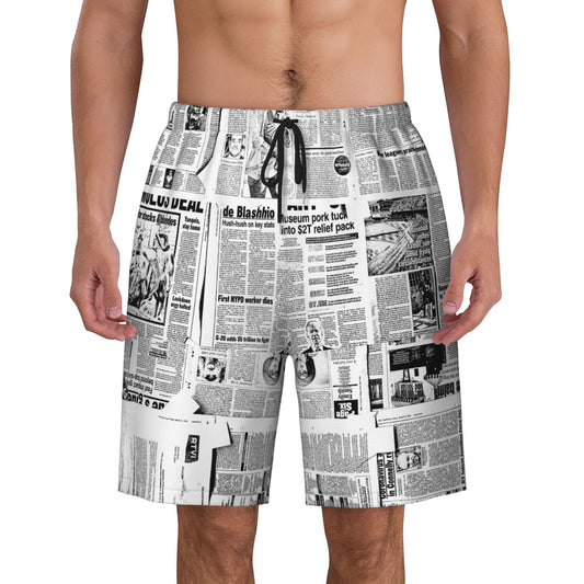 Newspaper Beach Shorts For Men