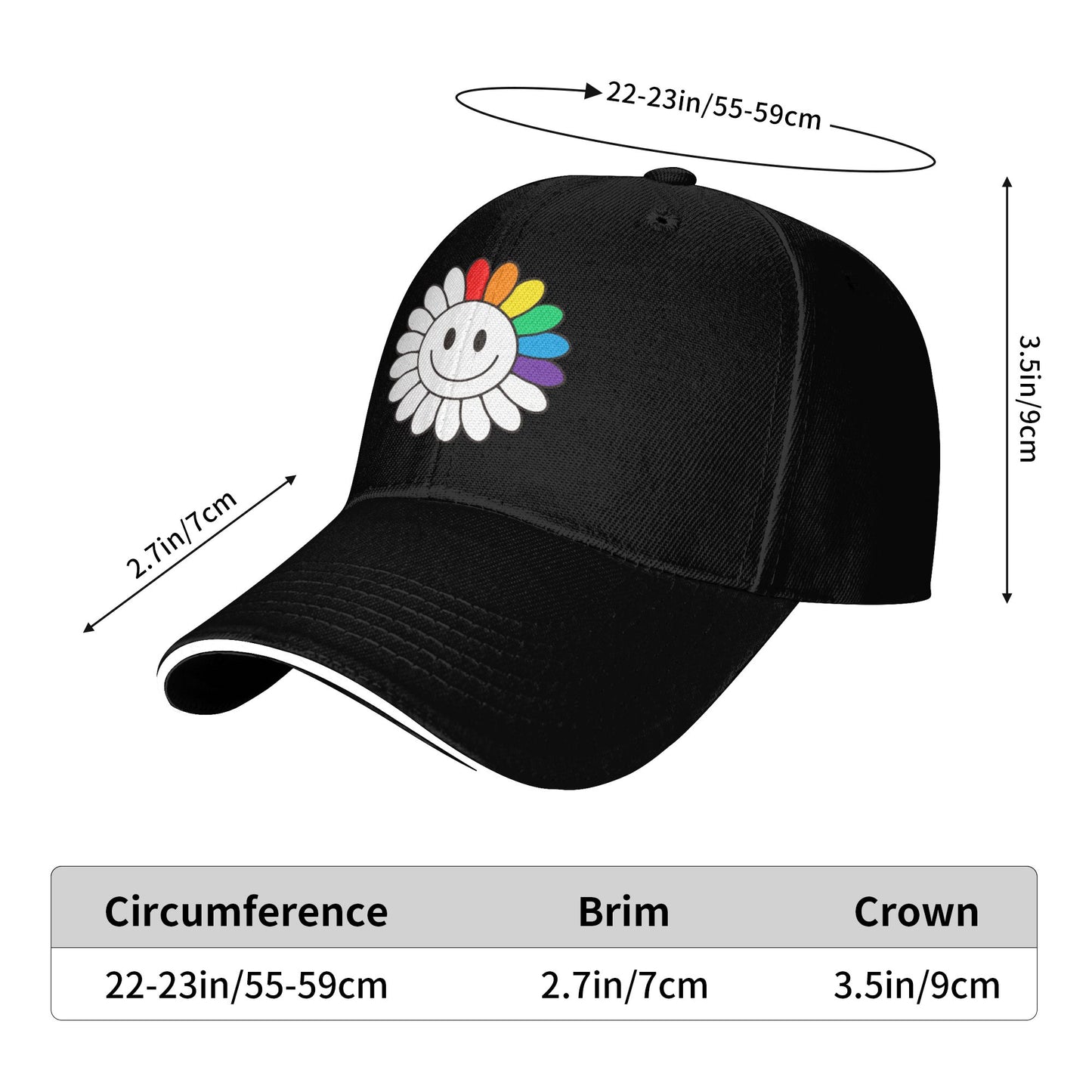 Flower Smiley Baseball Caps For Men And Women