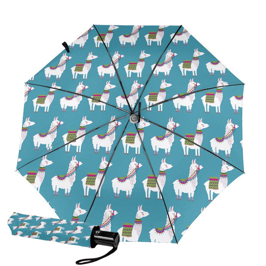 Automatic Open Close Anti-UV Small Travel Umbrella With Alpaca Design Inside