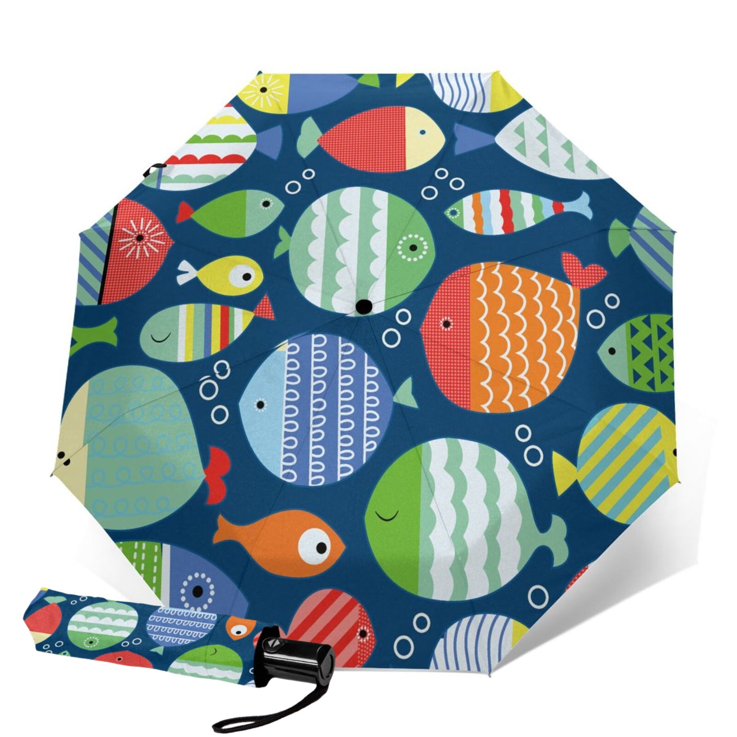 Faltbarer Mini-Regenschirm mit Anime-Fisch-Aufdruck