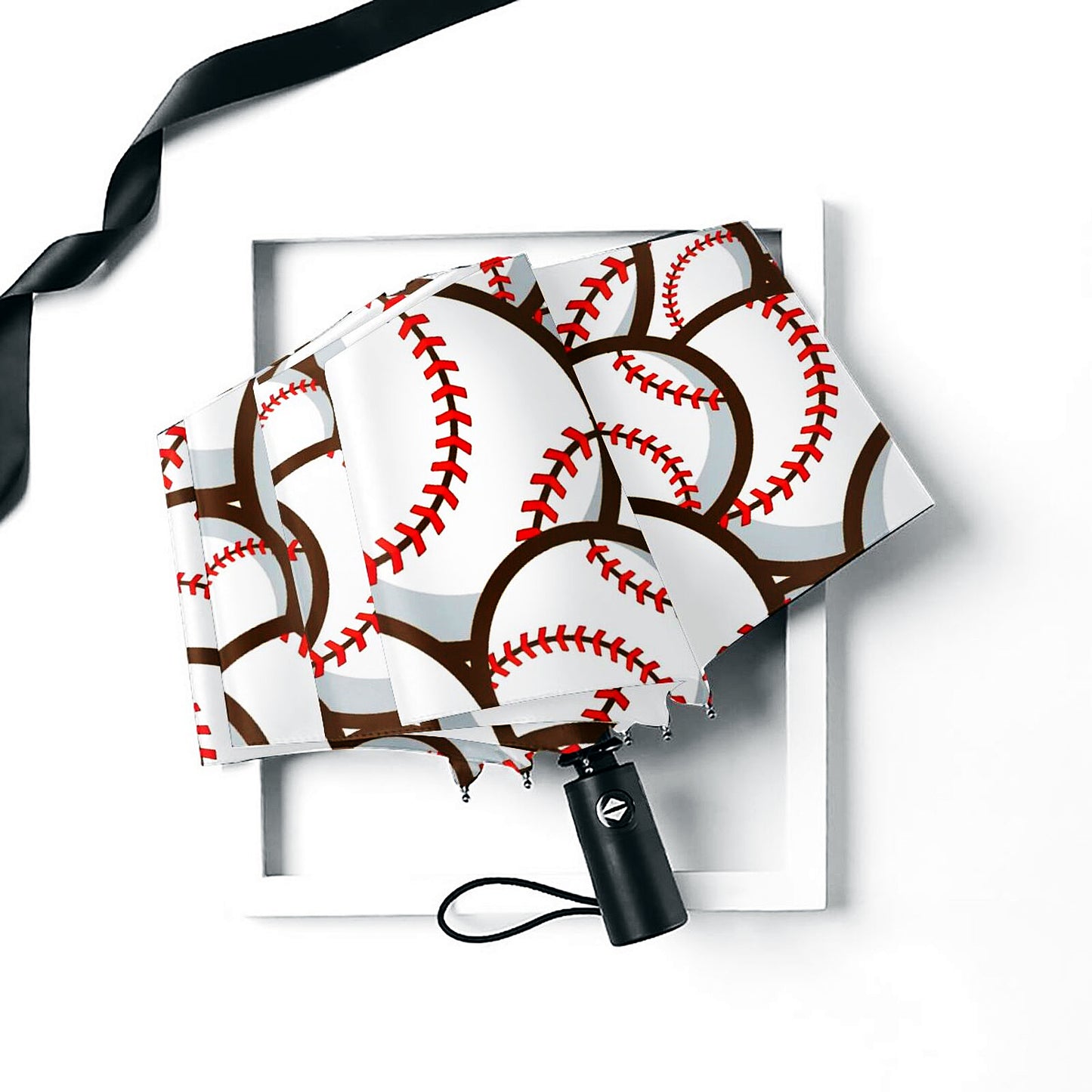 Parapluie pliable compact à imprimé baseball