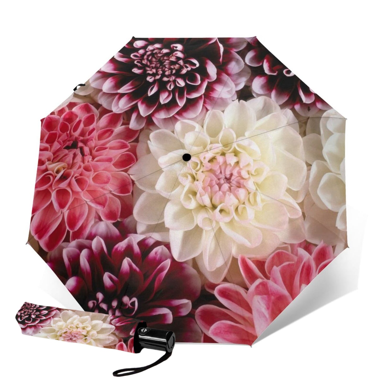 Parapluie compact imprimé de belles fleurs