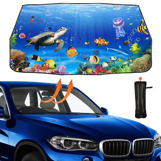Auto-Sonnenschutz im Regenschirm-Stil mit großer Meeresschildkröte