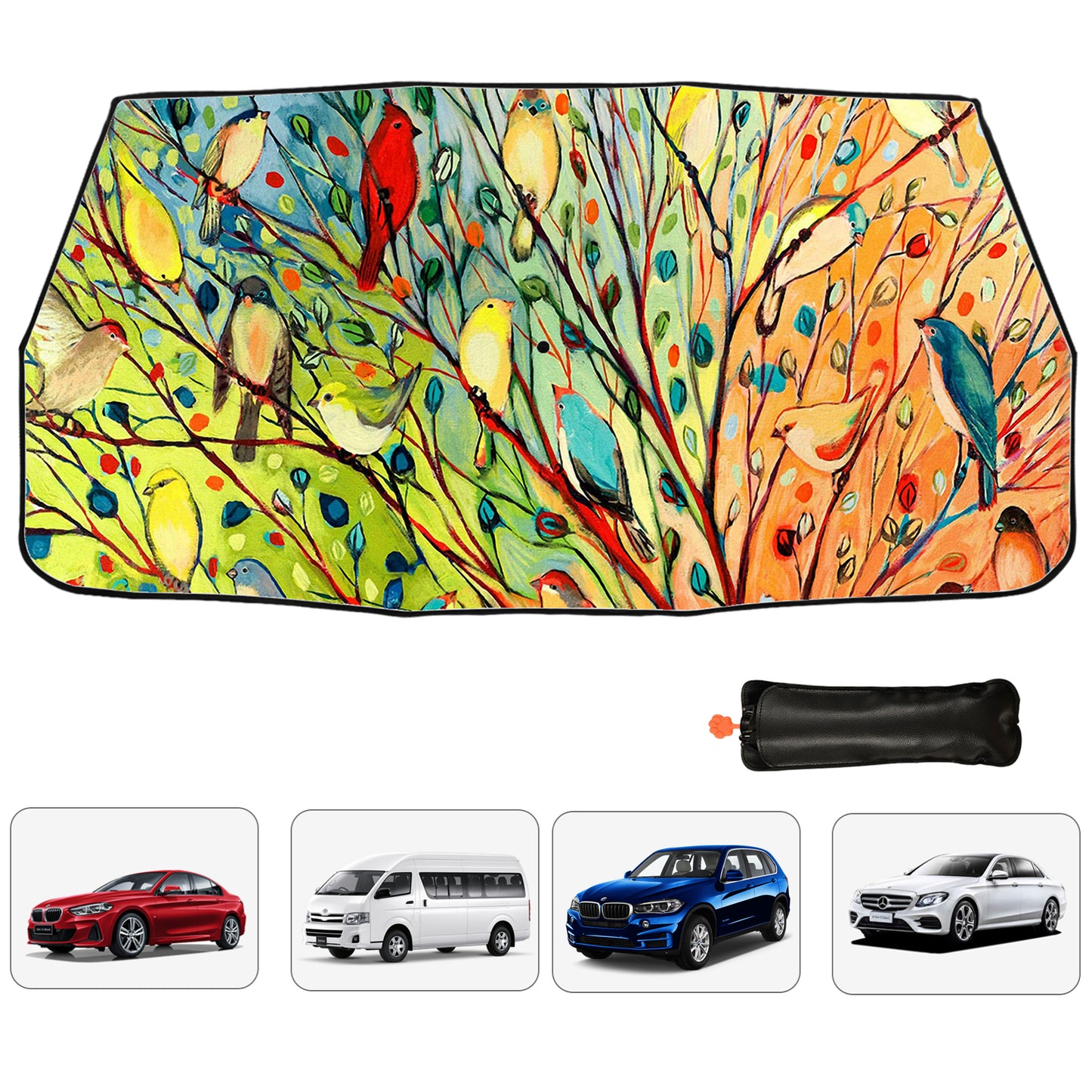 Vogel-Ölgemälde, Auto-Sonnenschutz für die Windschutzscheibe