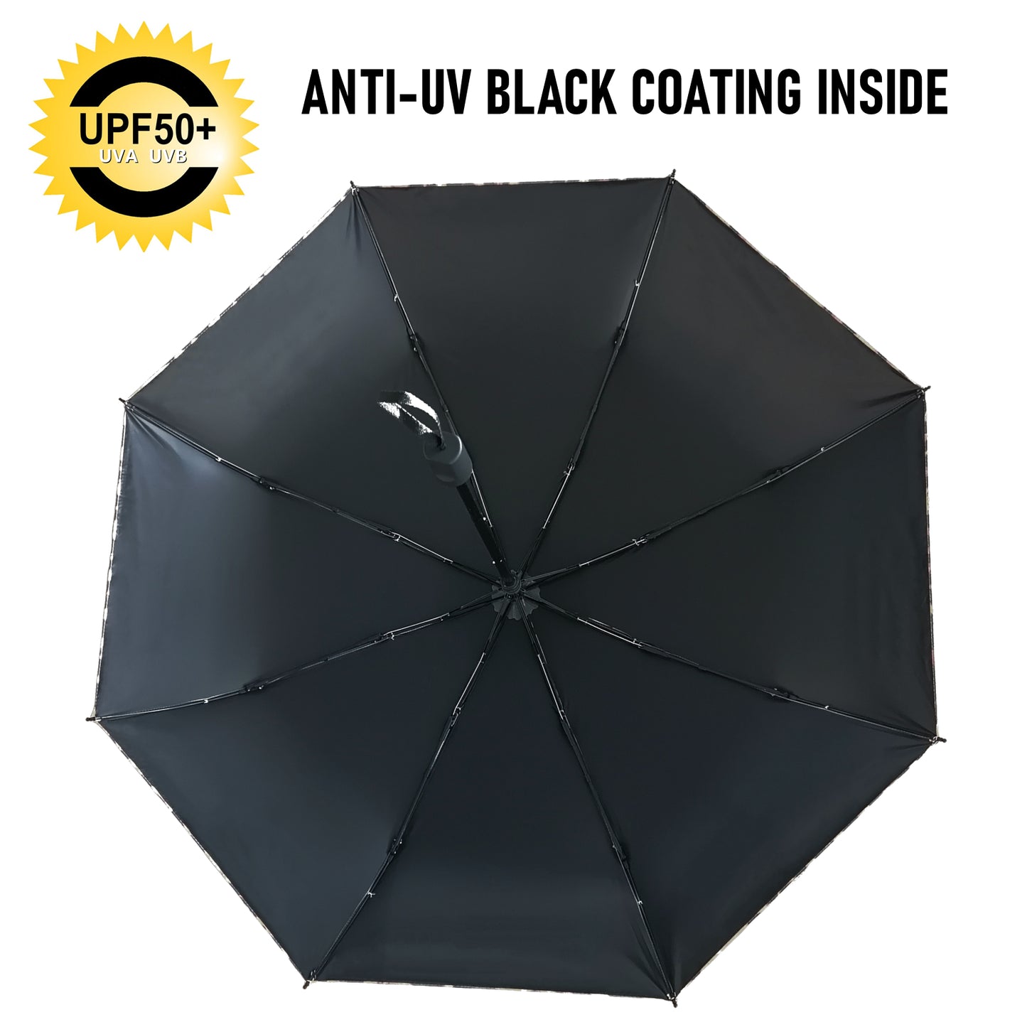 Parapluie pliant manuel à pois noirs et blancs