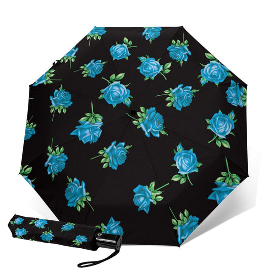 Faltbarer Kompaktschirm mit blauer Blume