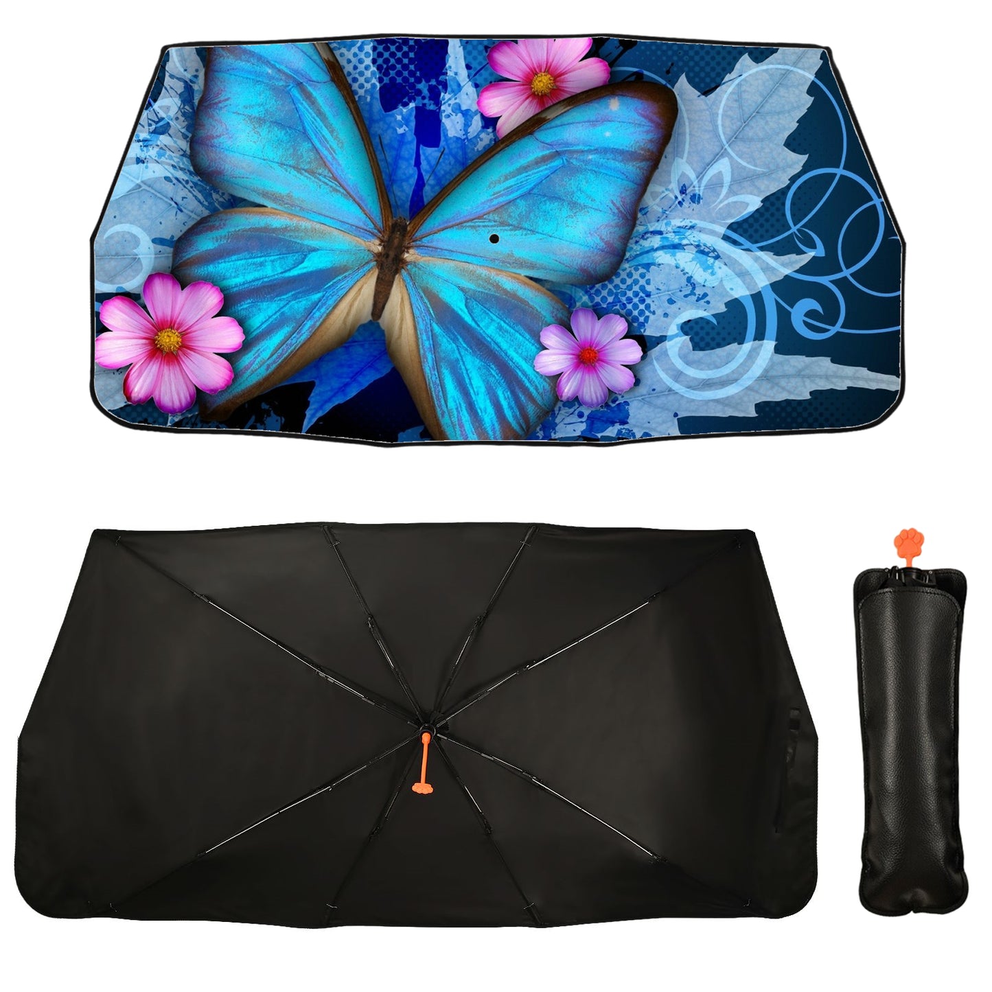 Pare-soleil de pare-brise de voiture à motif papillon Morpho bleu