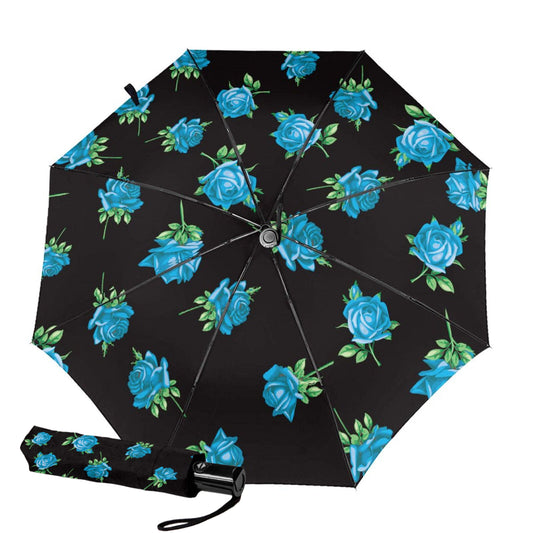 Auto Open Auto Close Anti-UV Small Travel Umbrella With Blue Rose Inside